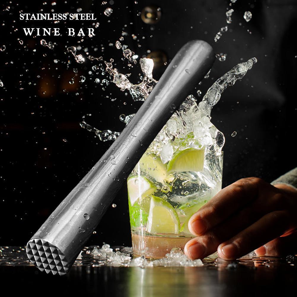 Steel Cocktail Muddler Mixer Stick Ice Crusher Barware Tool (185x24mm)