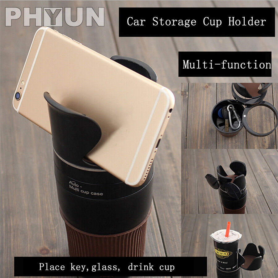 1x Car Rotatable Bottle Drink Cup Holder Coin Key Sunglasses Phone Organizer Box