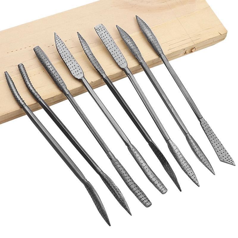 Wood Rasp Metal File Set 8-Piece Hand File Steel Woodworking File for Polishing