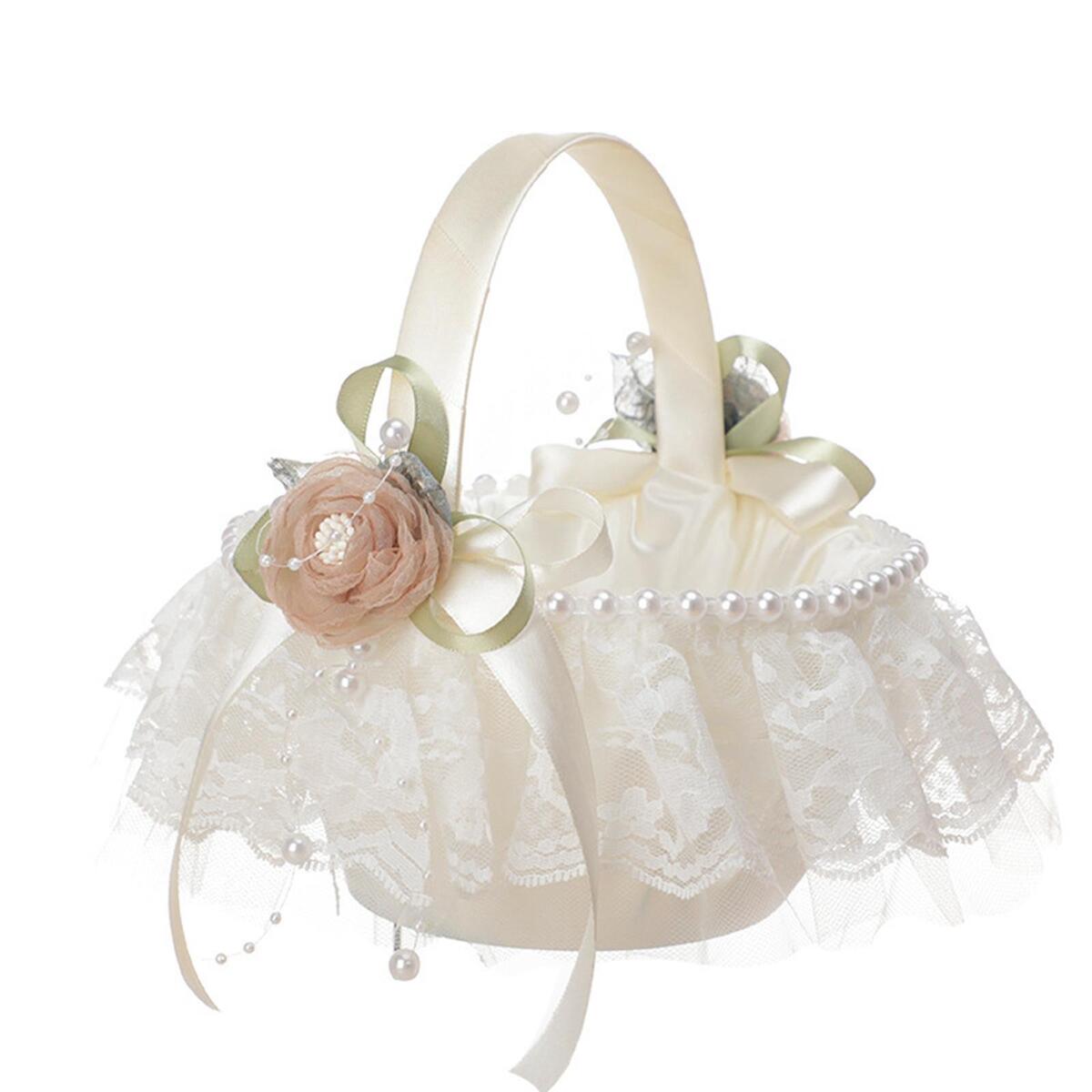 Delicate Wedding Flower Girl Basket for Party Bridal Accessories Ornament