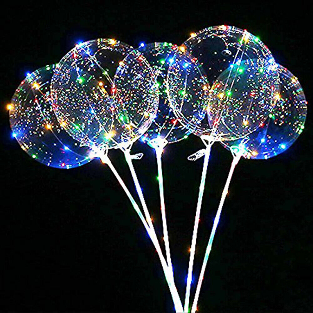 Handle LED Balloon with Stick Festival Party Luminous Clear Bobo Balloons
