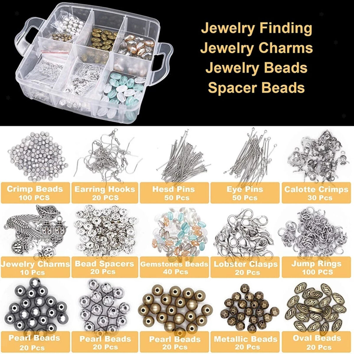 1171pcs   Making Supplies Kits Jewelry Pliers with Storage Organizer
