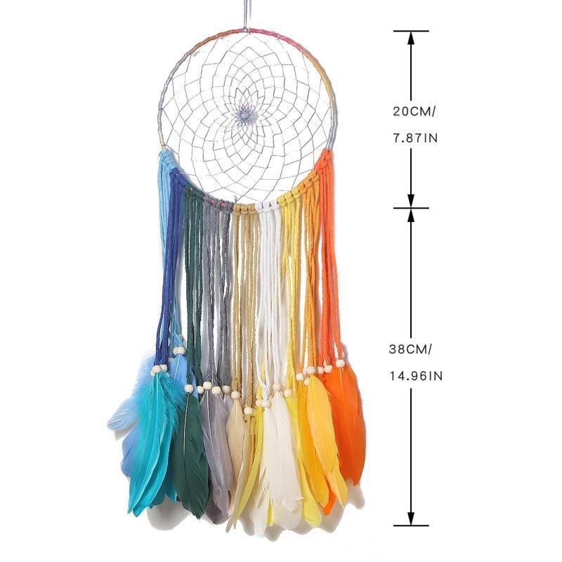 Colorful Dream Catchers Handmade Feather Native American Circular Net for Kids