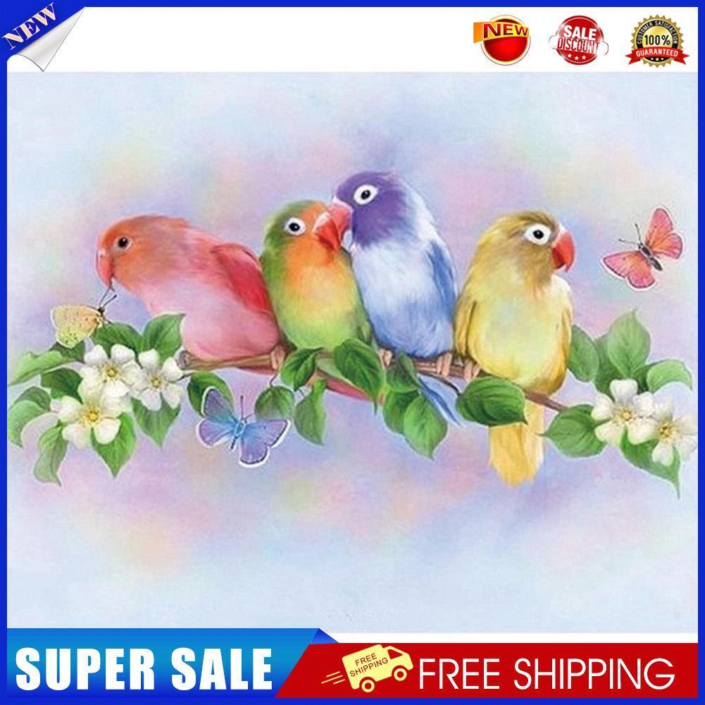 5D DIY Diamond Painting Standing Branch Parrots Cross Stitch Embroidery Kit