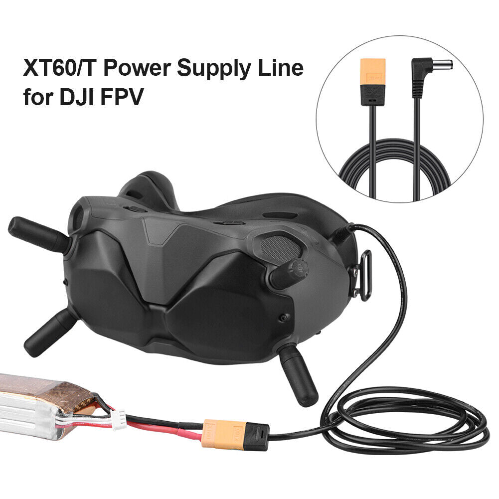 4ft Power Cable XT60 Male to DC Male Right Angled Cord for DJI FPV Goggles