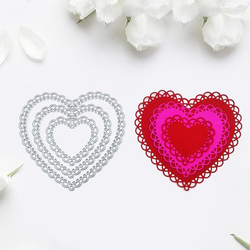 Three-Layer Hollow Lace Heart Shape Carbon Steel Cutting Dies DIY Scrapbooking