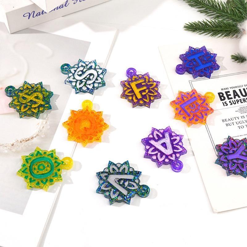 Mandala Letter Mold for Keychains Fridge Magnets  Ornaments Pendant Decorations