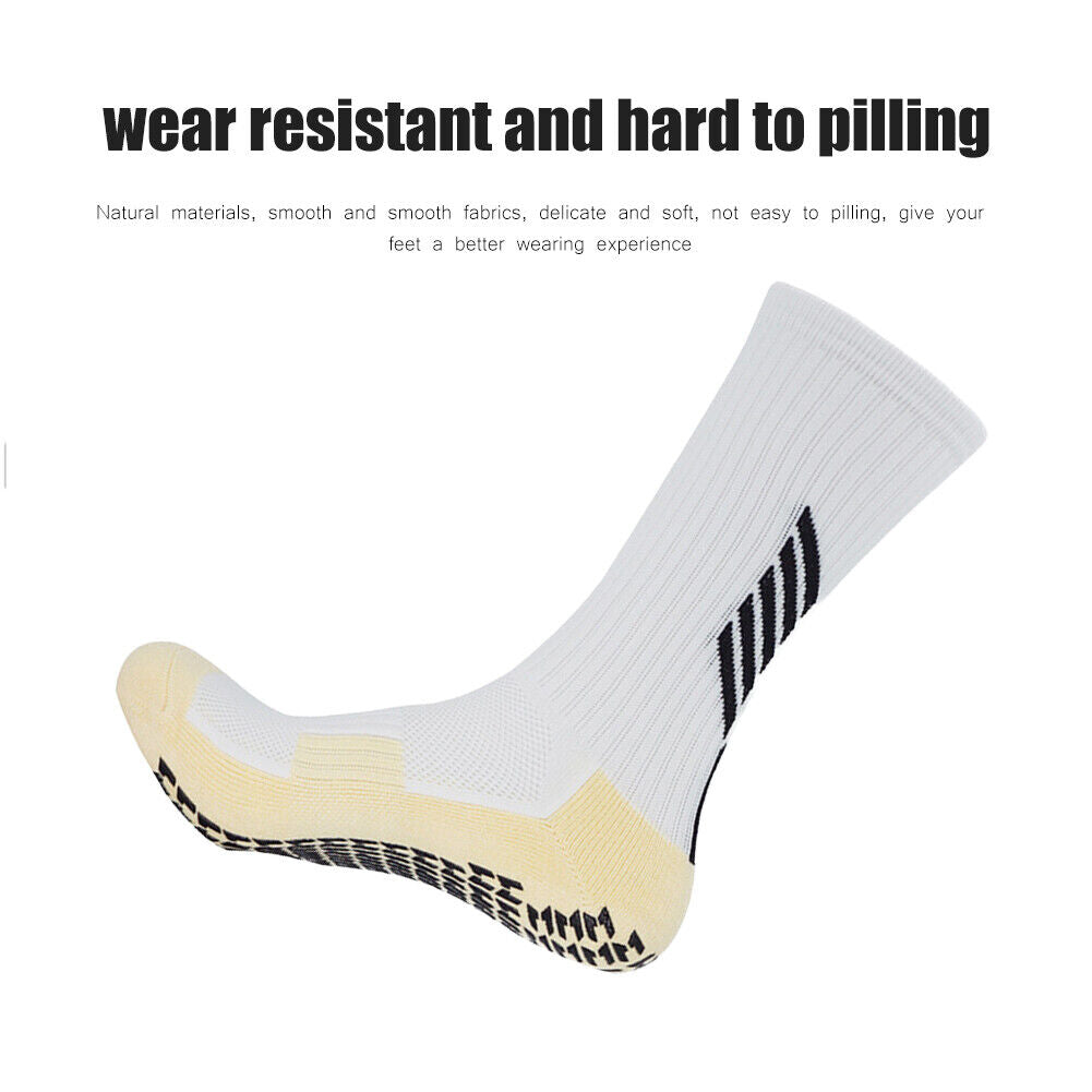 Anti Slip Football Socks Cycling Breathable Basketball Stocking (White)
