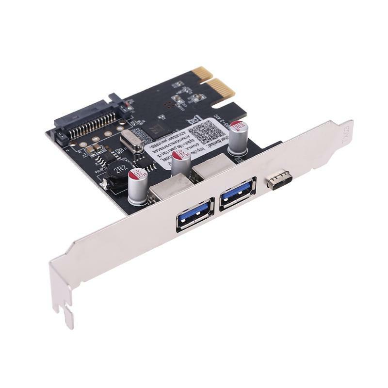 PCIE PCI Express to USB 3.1 Type-C 2 Port USB 3.0 Type-A Riser Expansion Card