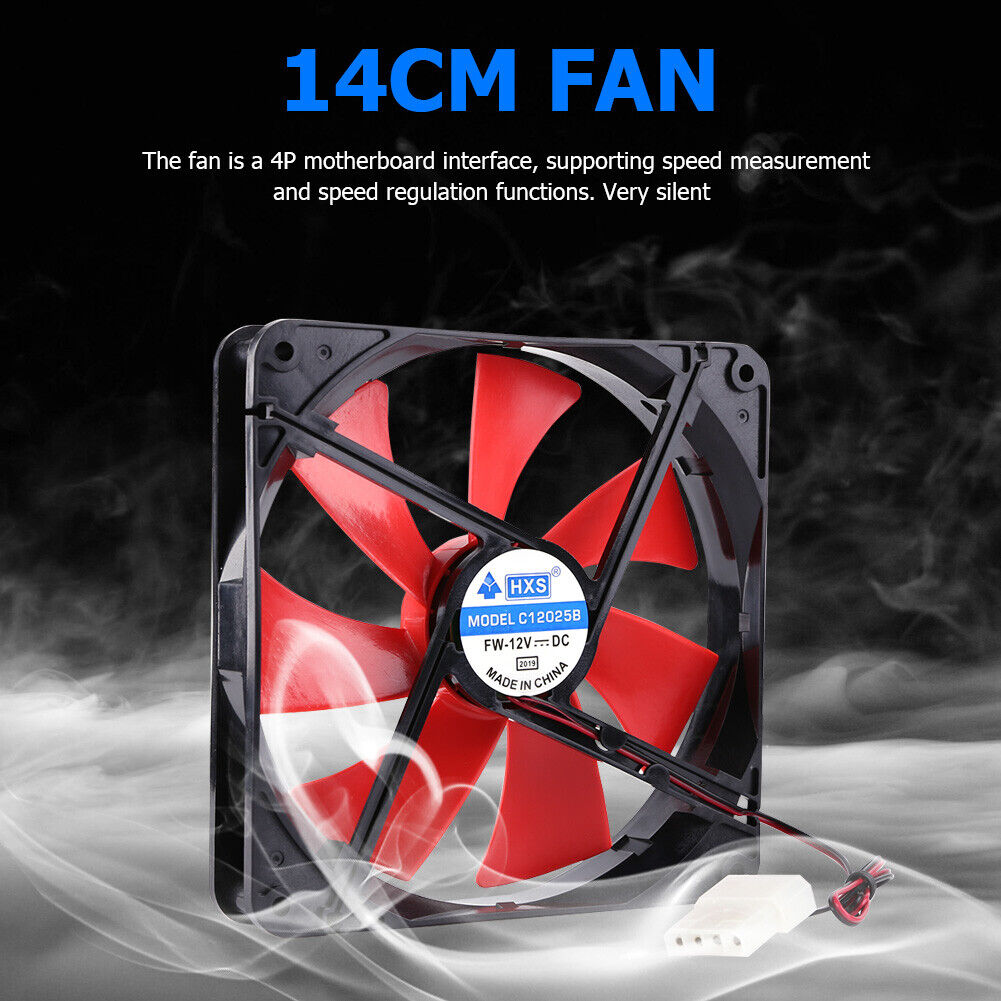 140mm 4 Pin Silent PC Case Cooling Fan CPU Cooler 12V Radiator Heatsink