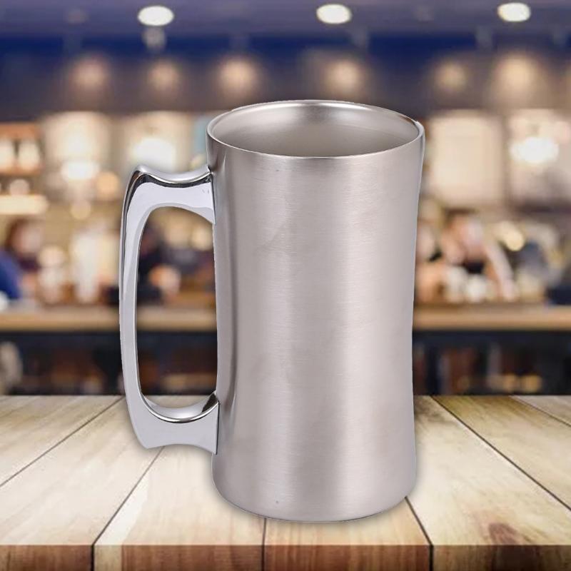 Double-Layer Thickened Vacuum Insulated Beer Mug Creative Single Handle Bottle