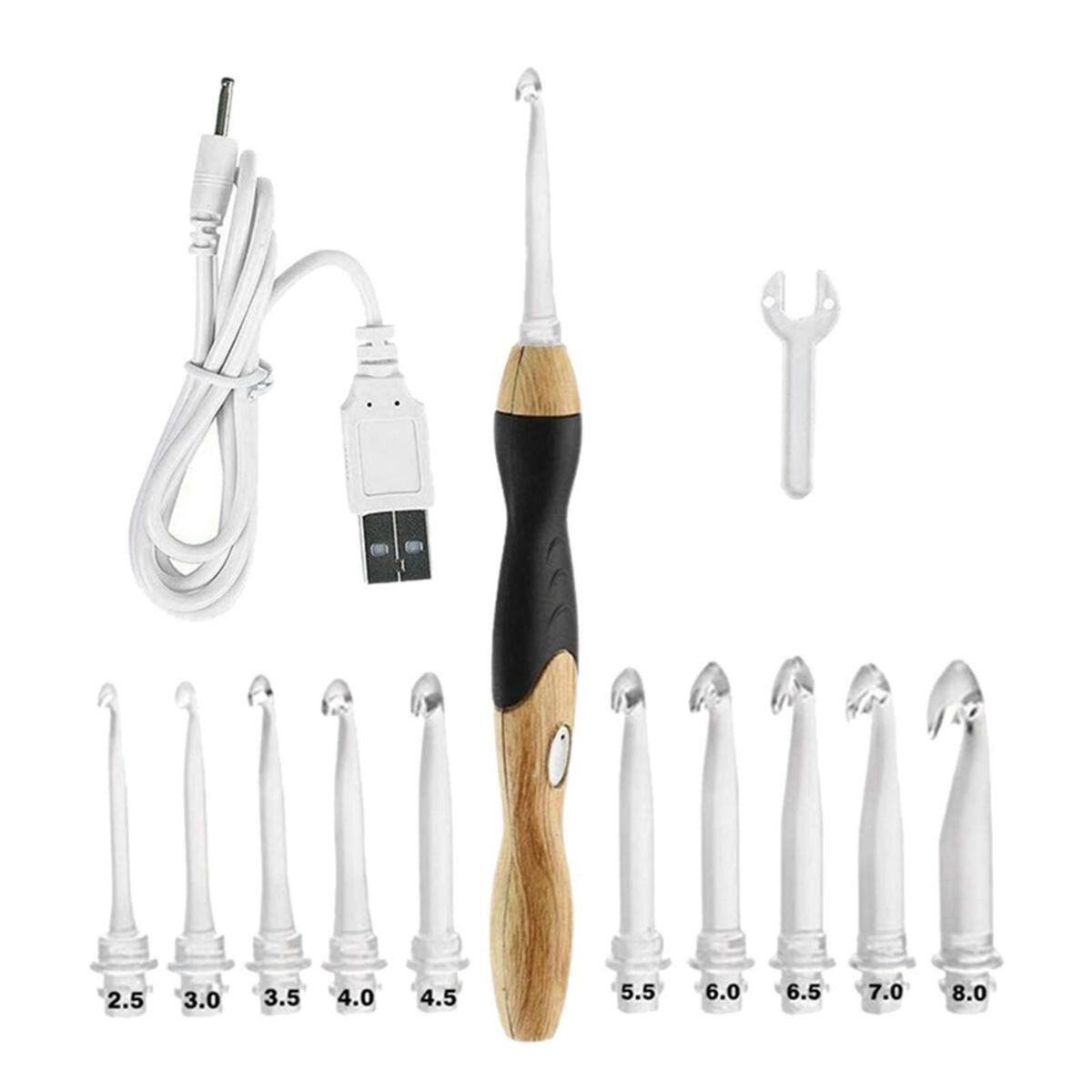 11 in 1 Lighted Crochet Hooks Set USB Charging LED  Crochet Hooks