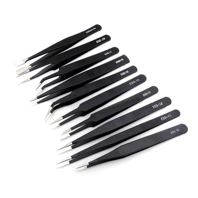 10 Pcs Tweezers Set Professional Stainless Steel Tweezers for Electronics Repair