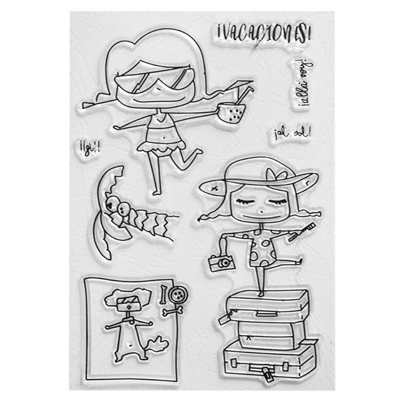 Travel Girl Silicone Clear Seal Stamp DIY Scrapbooking Embossing Photo Album Art