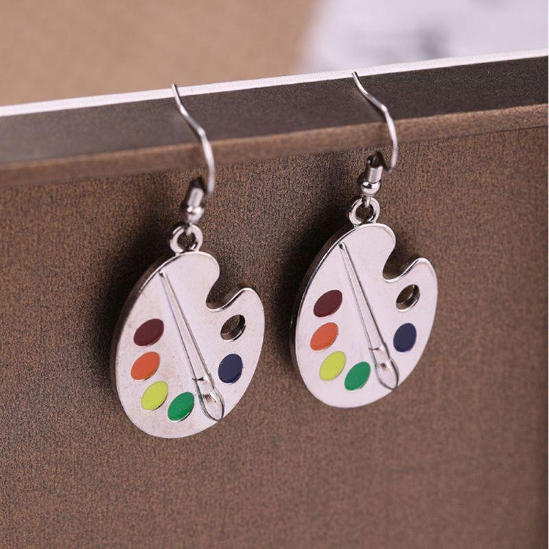 Artist Jewelry Decor Colorful Paint Palette Dangle Earrings Trendy Drop Earrings