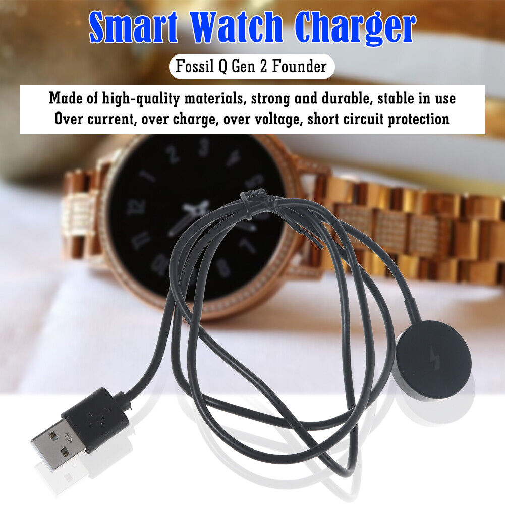 Smartwatch Charging Cable Dock for Fossil Gen 1/2/3 Charger Stand (Black)
