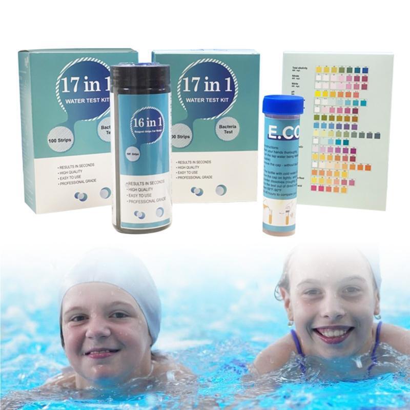 100 Pcs Water Test Strips 16-in-1 Aquarium Water Quality Test Strips for Check