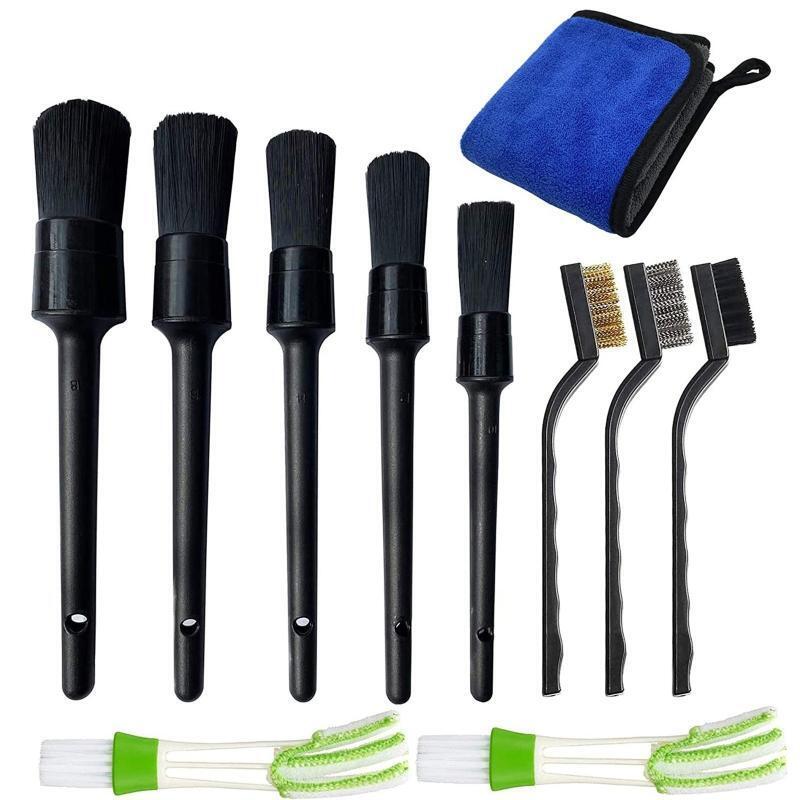 11Pcs Multifunctional Soft Fiber Brush for Cleaning Car Tire Rim Vehicle Washer