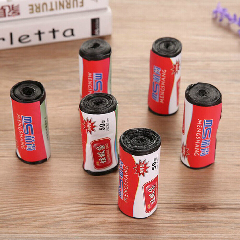 Black Portable Household Garbage Bags Home Waste Trash Bags Large Rolls