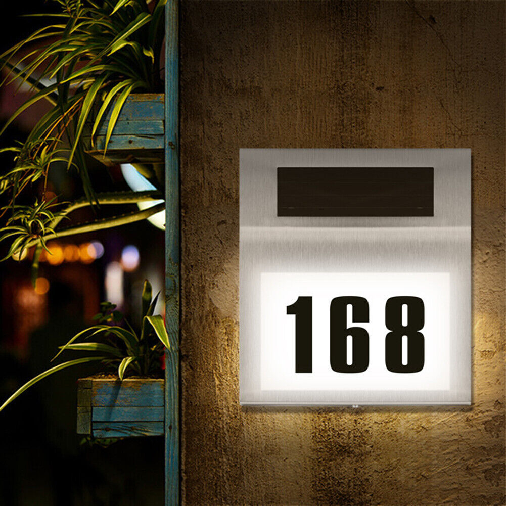 House Number LED Solar Lamp Waterproof Outdoor Address Number Sign Light