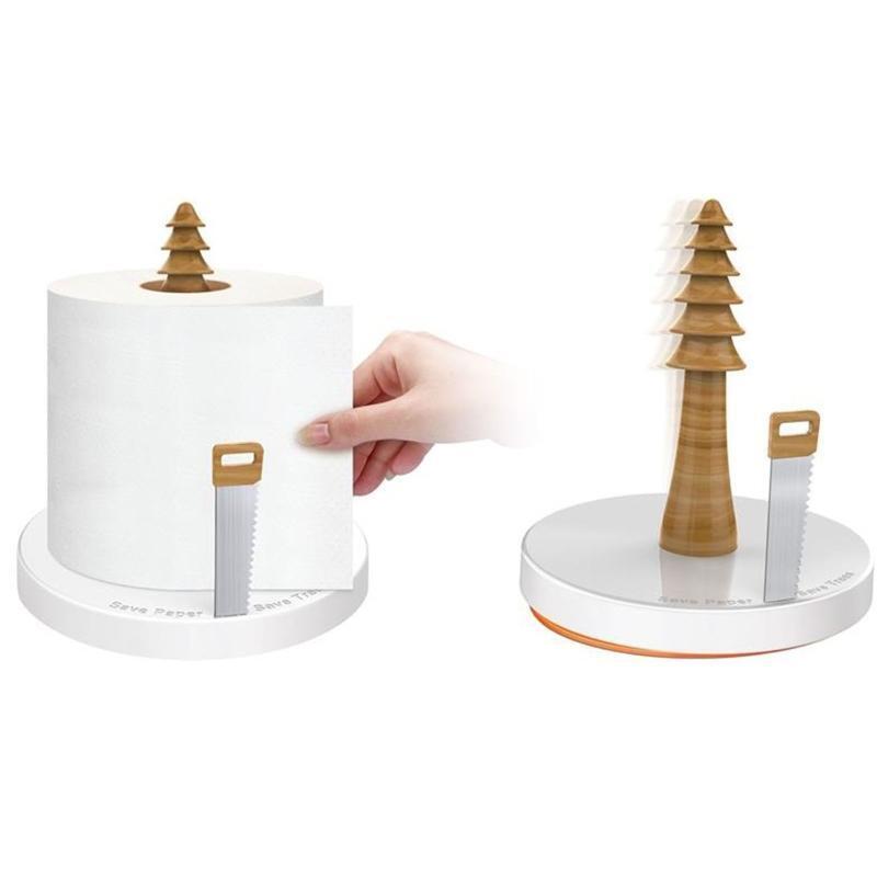 Roll Paper Towel Holder Stainless Steel Gear Blade Tissue Stand Napkin Shelf