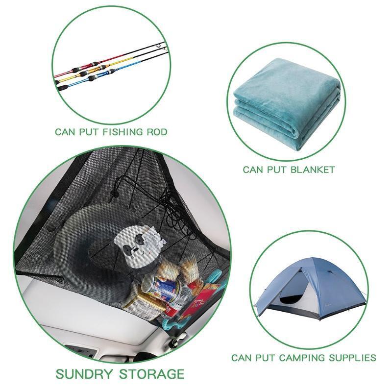 Car Interior Ceiling Storage Net Adjustable Band Trunk Storage Net Pocket