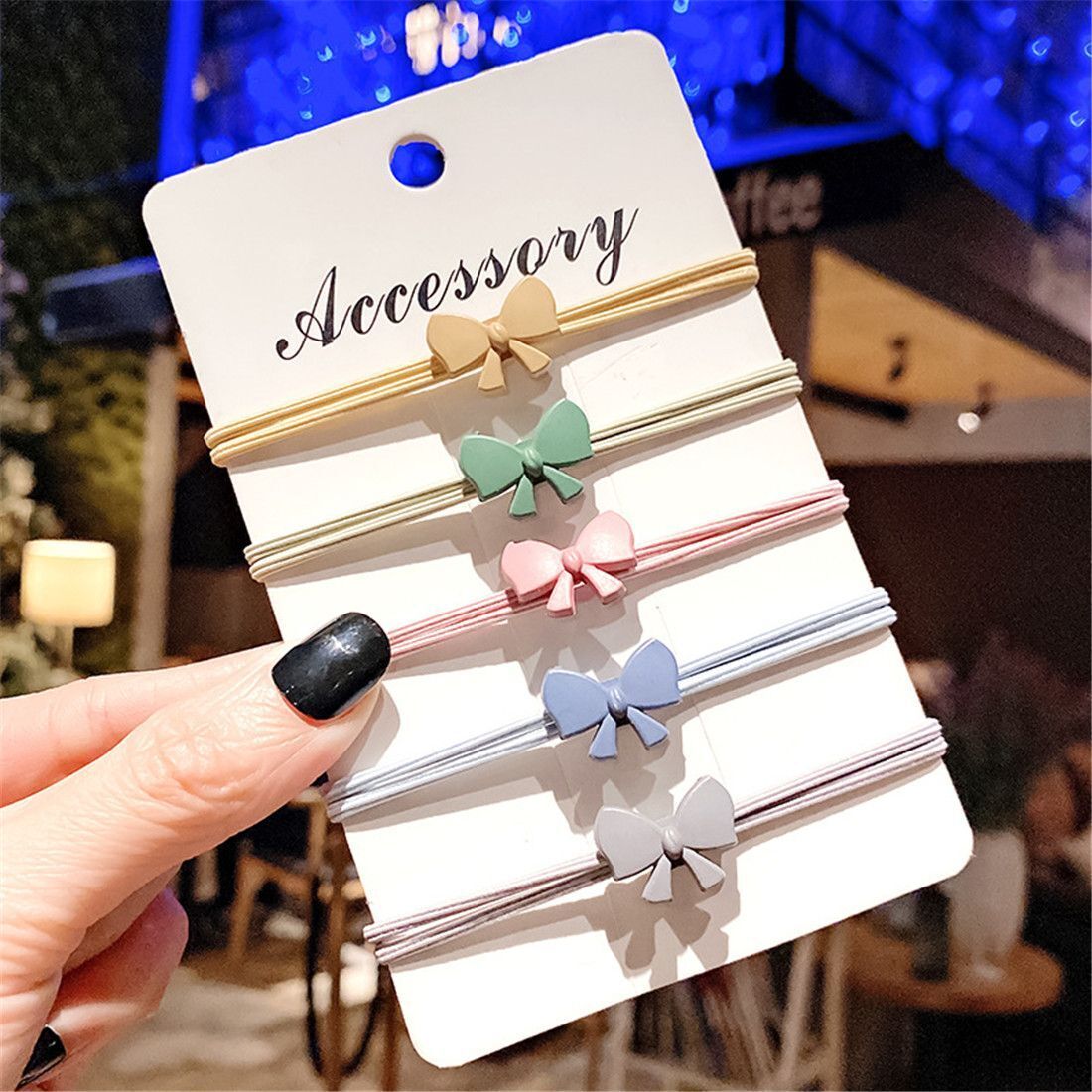 Gift Random Color Girl Women Bow High Elastic Hair Tie Rope Hair Ring