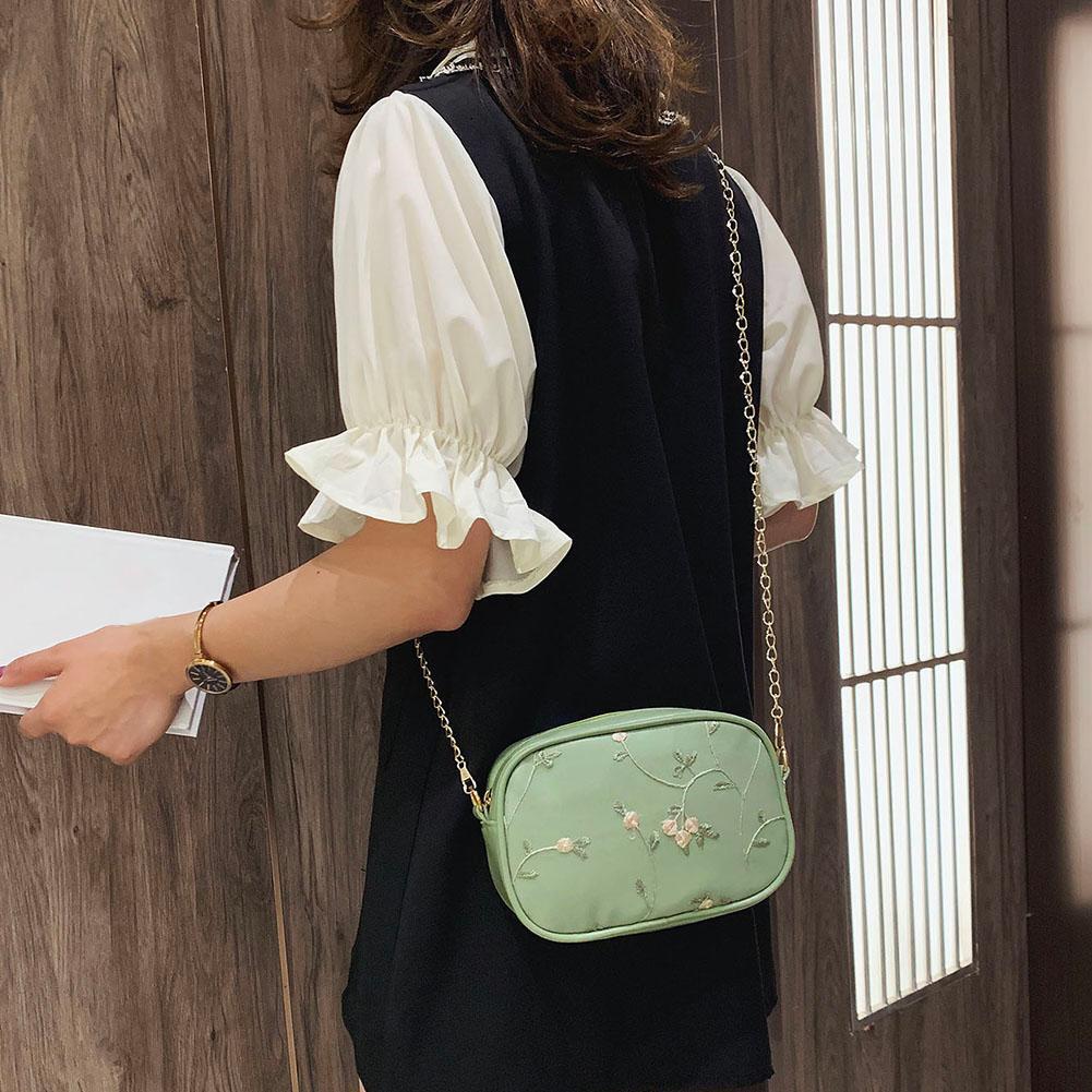 Lace Flower Shoulder Handbags Women Chain PU Leather Crossbody Bags (Green)