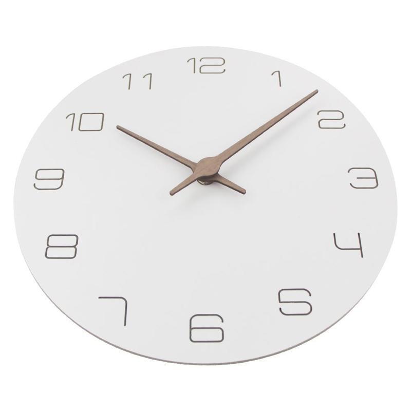 11 Inches Round Wooden Wall Clock Battery Operated Silent Non-Ticking for Office