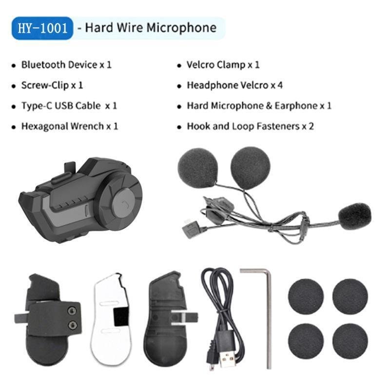 Motorcycle Intercom Helmet Headset 2 Rider 800M Bluetooth-compatible Headset