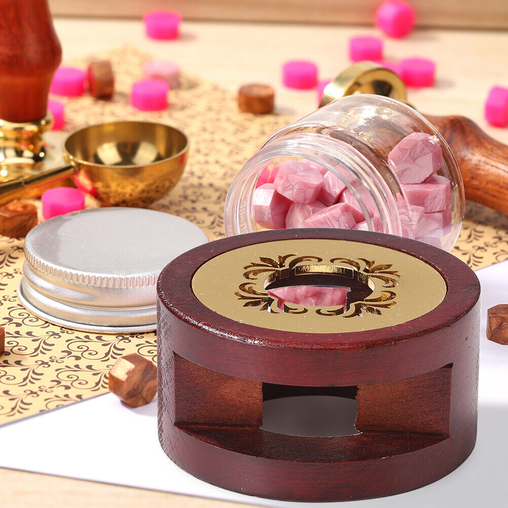 Wax Seal Furnace Wooden Frame Metal Pot Beads Sticks Melting Warmer Tool
