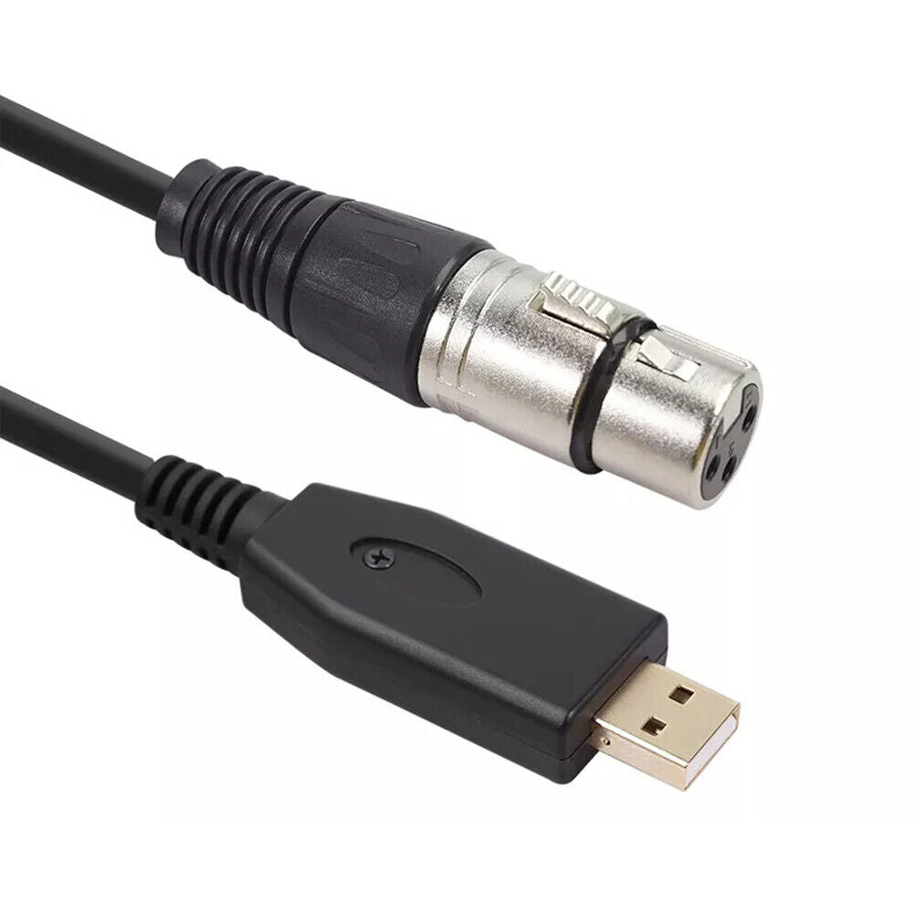 USB Microphone Cable USB Male to 3-Pin XLR Female Audio Cable Adapter (2m)