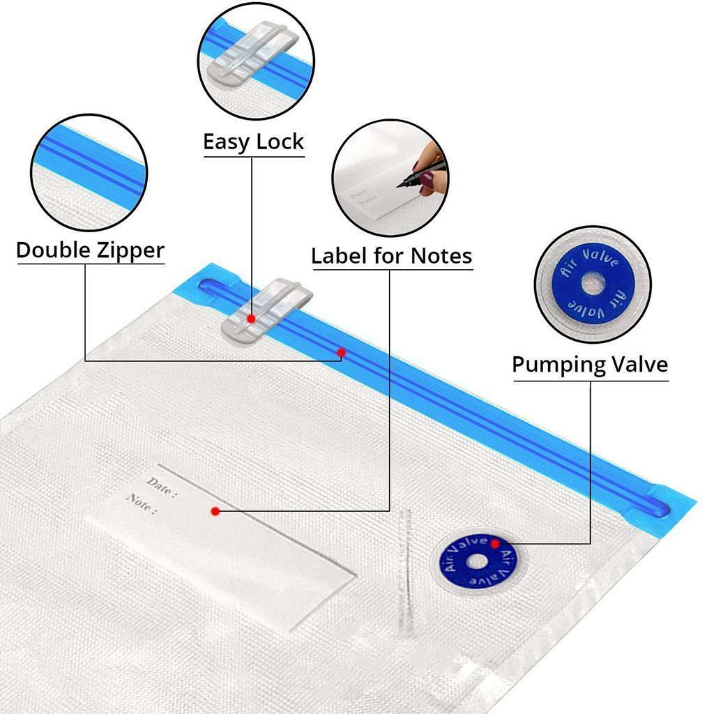 Reusable Vacuum Compression Storage Bags with Exhaust Pump  Humidity