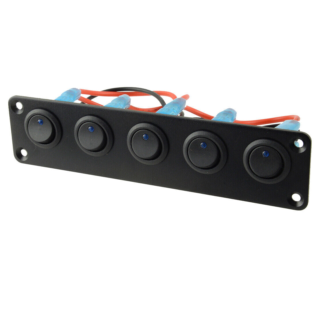 5 Gang Toggle Rocker Switch Panel Fit For Car Boat RV Truck UTV Dash Blue LED