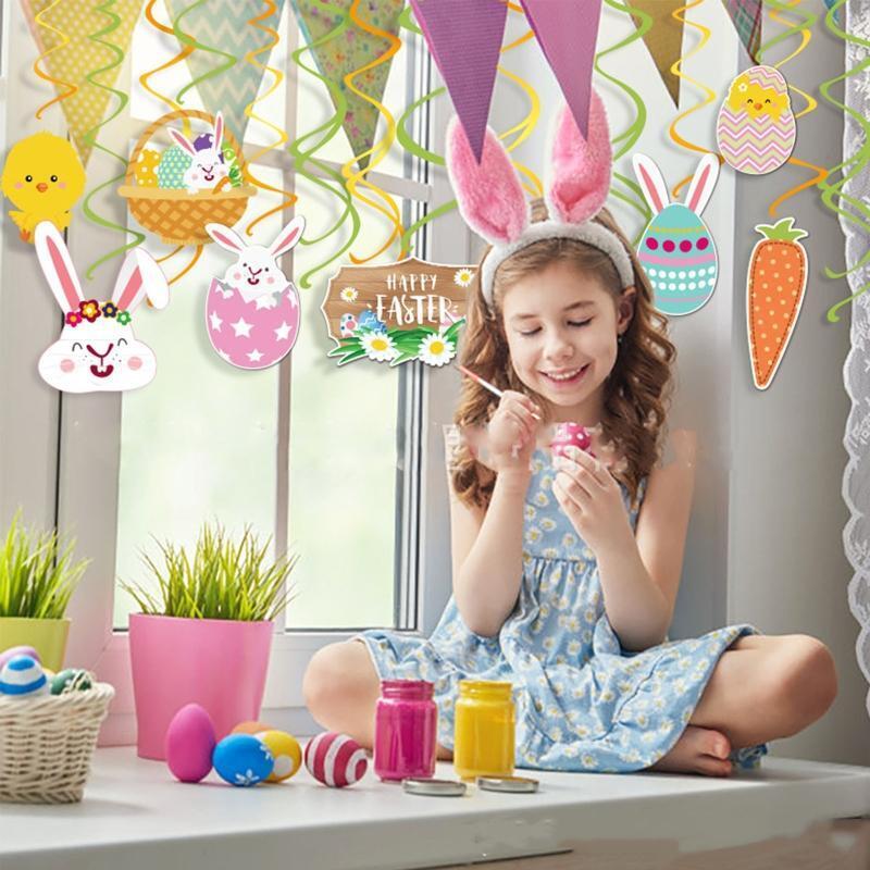 Easter Hanging Swirl Ornament Hanging Spiral Bunny Egg Chick Carrot Patterns