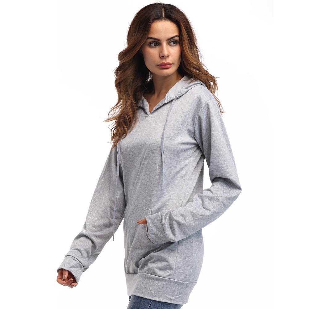 Cotton Pure Color Loose Hoody Female Pullover Long Sleeve Women Hoodie (XL)