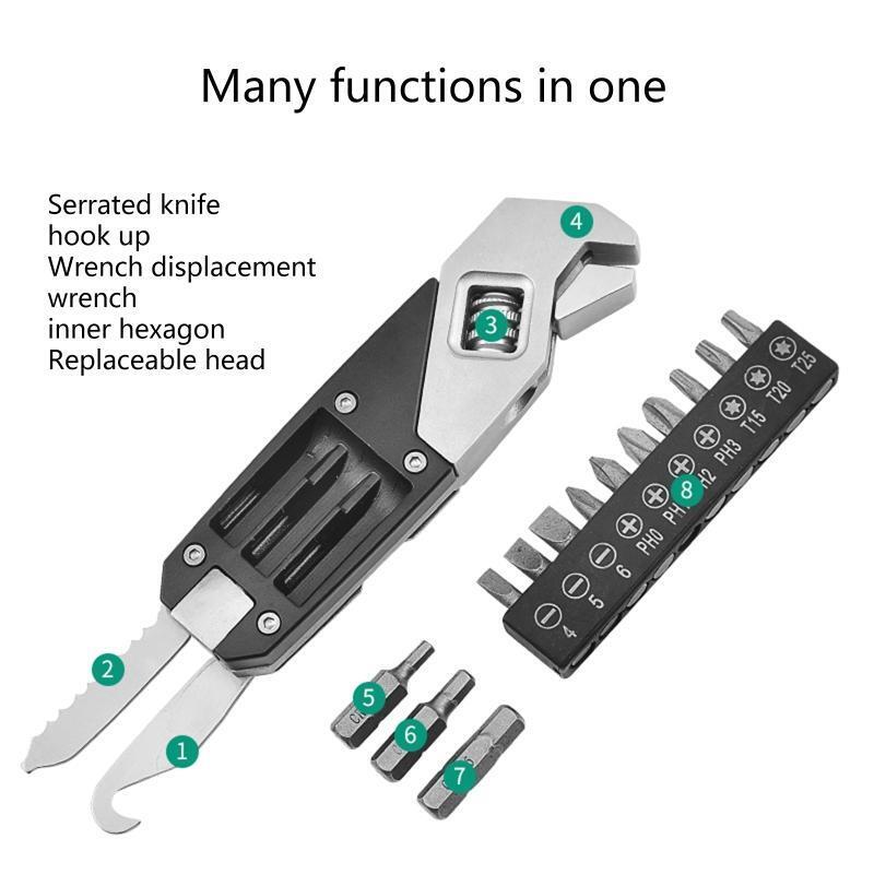 Adjustable Multitool Wrench with Screwdriver Suitable for  Outdoor Home