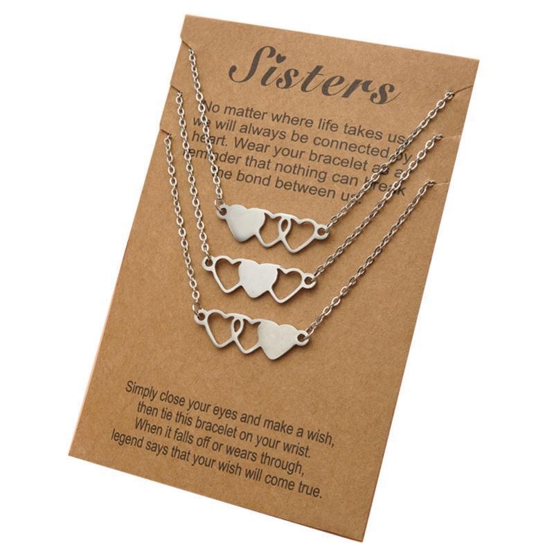 Best Friend Necklace Sister Necklace Suitable for 3 BFF Matching Heart Pendant