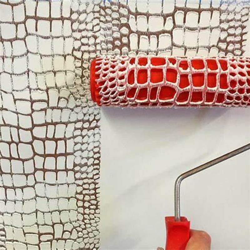 7 inch Embossed Crocodile Skin Painting Roller with Handle for Wall Decoration