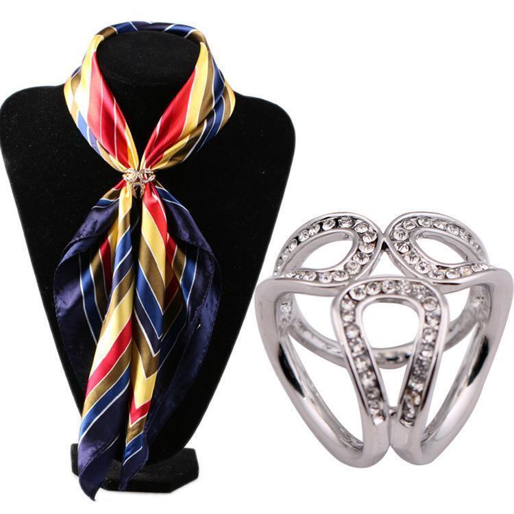 2Pack Rhinestones Scarves Ring Wrap Holder Neckerchief Clip Jewelry Gifts