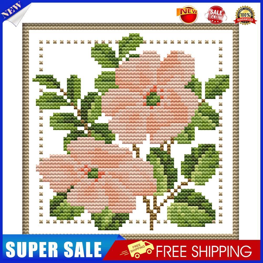 12 Months Flower Cross Stitch Printed Canvas DIY Needlework Set (June H428)