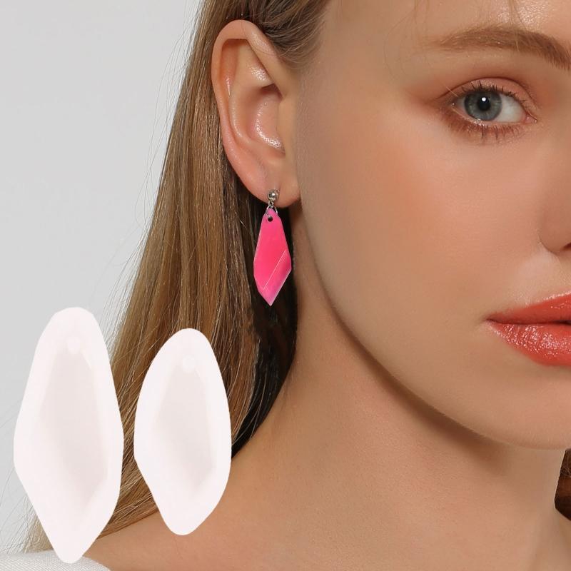 2 Pcs Stone Chips Earrings UV Crystal Epoxy Mold Necklace Pendants Silicone Mold
