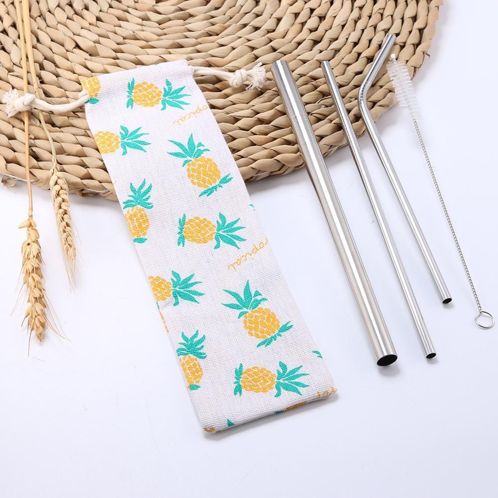 5pcs Stainless Steel Drinking Straw+Cleaner Brush Coffee Tool (Pipette-A)