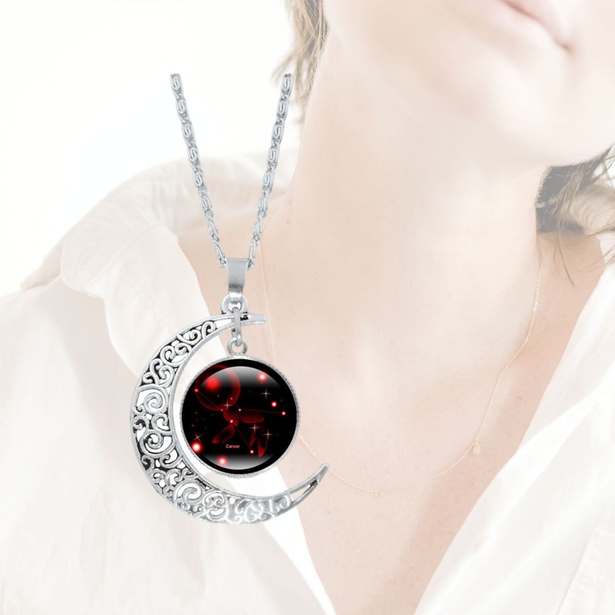 Men Boys 12 Zodiac Sliver Women Girls Necklace Pendant Moon 12 Constellation