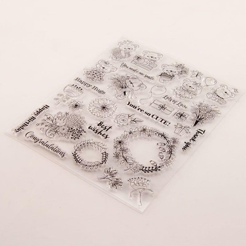 Flower Bear Silicone Clear Seal Stamp DIY Scrapbooking Embossing Photo Album Art