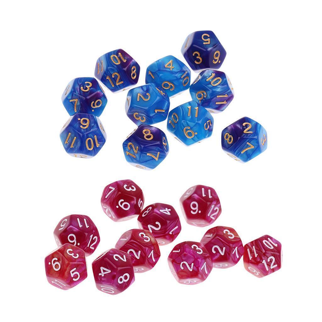20pcs Acrylic Opaque 12 Sided  D12 Polyhedral s for Roleplaying Game