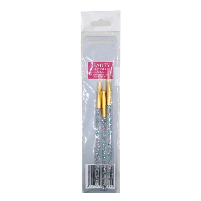 3Pcs Acrylic Sequin Rod Pull Pen UV Gel Nail Painting Line Brush Manicure Kit