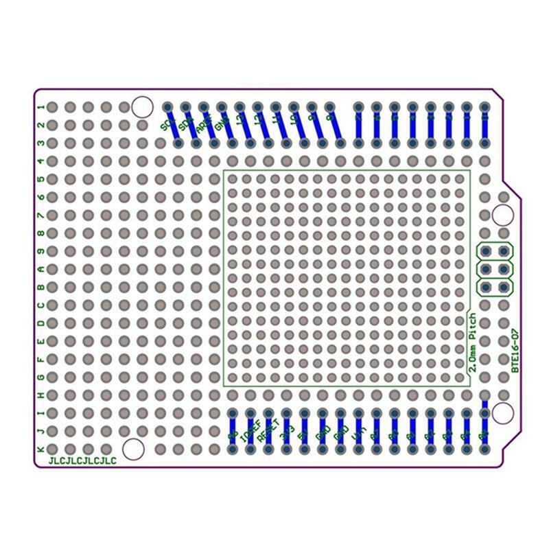 Prototype PCB for R3 Shield Board DIY, Combo 2mm + 2.54mm Pitch