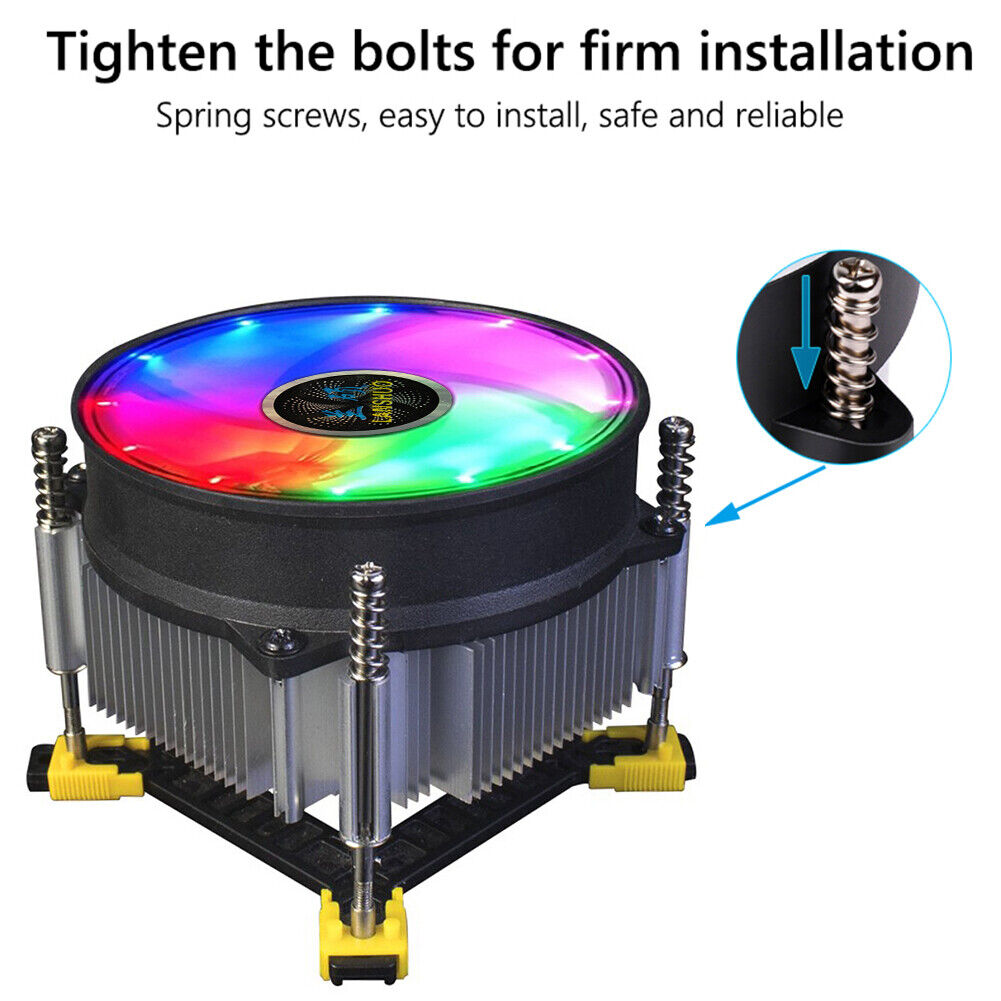 LANSHUO 4 Pin PC CPU Cooling Fan PWM for Intel LGA 115X/1366 (Color Light)