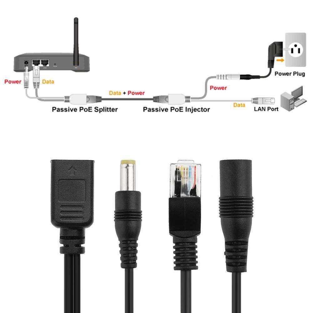 2pcs POE Adapter Wire RJ45 Injector Splitter Ethernet Synthesizer Separator